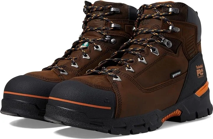 Timberland PRO Endurance EV 6 Composite Safety Toe Puncture Resistant Waterproof Men's Shoes Walnut/Orange : 7 D - Medium, Leather/Rubber