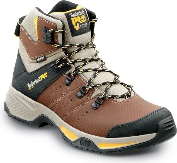Timberland PRO Men's Soft Toe Switchback MaxTRAX Brown / Golden Yellow Hiker Work Boots - 10 Medium