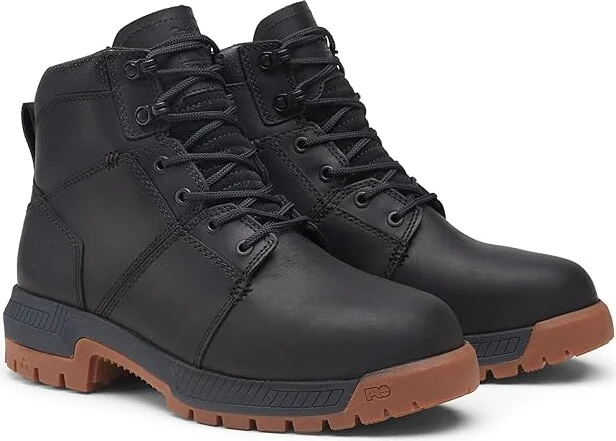 Timberland PRO Montauk 6 Inch Steel Safety Toe Men's Work Boots Black/Gum : 8 D - Medium, Leather