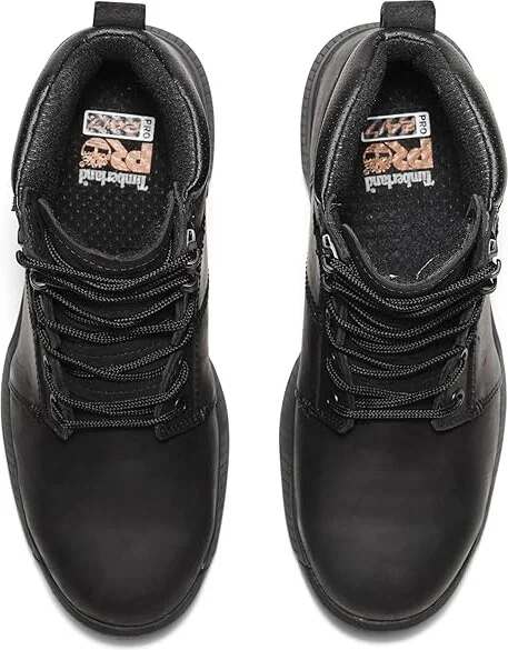 Timberland PRO Montauk 6 Inch Steel Safety Toe Men's Work Boots Jet Black : 11.5 E - Wide, Leather - Image 2