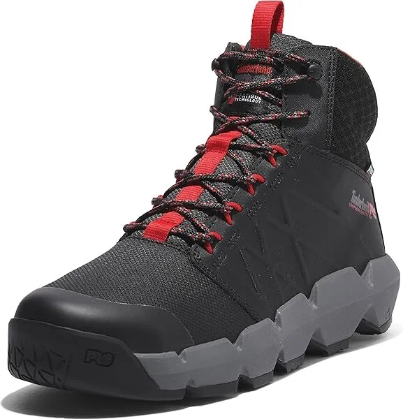 Timberland PRO Morphix 6 Composite Safety Toe Waterproof Men's Shoes Black/Red : 7.5 D - Medium, Leather/Rubber