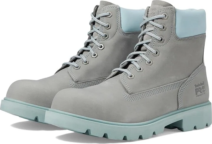 Timberland PRO Sawhorse 6 Composite Safety Toe Men's Boots Gray/Aqua : Men's 8 - Women's 9.5 Medium, Leather