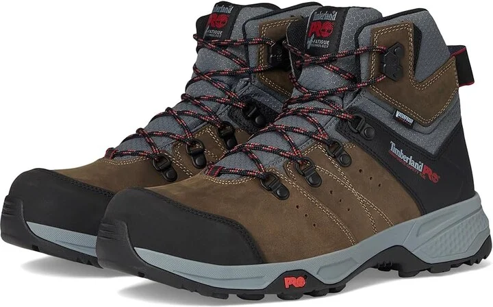 Timberland PRO Switchback 6 Composite Safety Toe Puncture Resistant Waterproof Men's Shoes Brown Turkish Coffee/Red 1 : 8.5 D - Medium