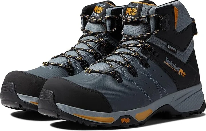 Timberland PRO Switchback 6 Composite Safety Toe Puncture Resistant Waterproof Men's Shoes Grey/Yellow1 : 7 E - Wide, Leather