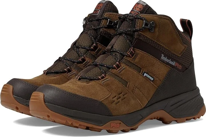 Timberland PRO Switchback LT 6 Inch Soft Toe Waterproof Industrial Work Hiker Boots Men's Work Boots Brown/Gum : 14 D - Medium, Rubber/Suede