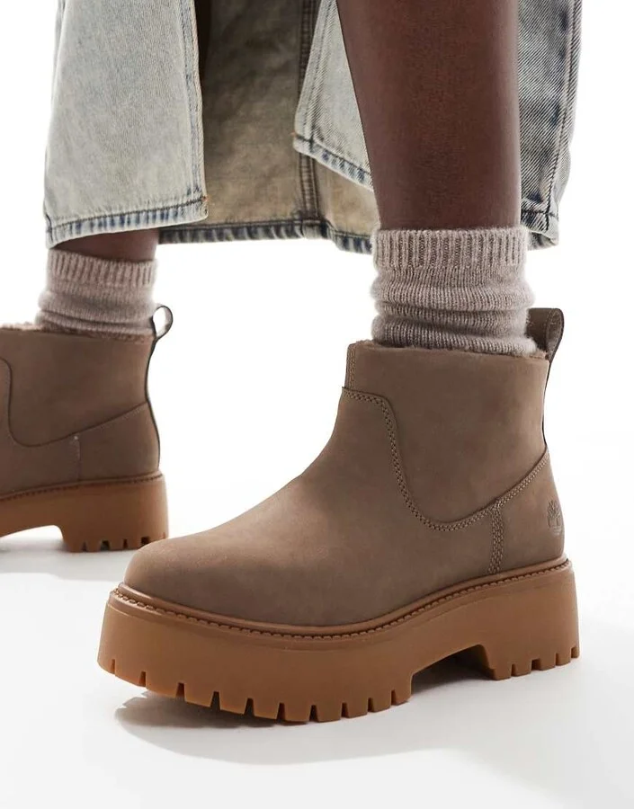 Timberland stone street mid warm lined boots in taupe nubuck - Image 4