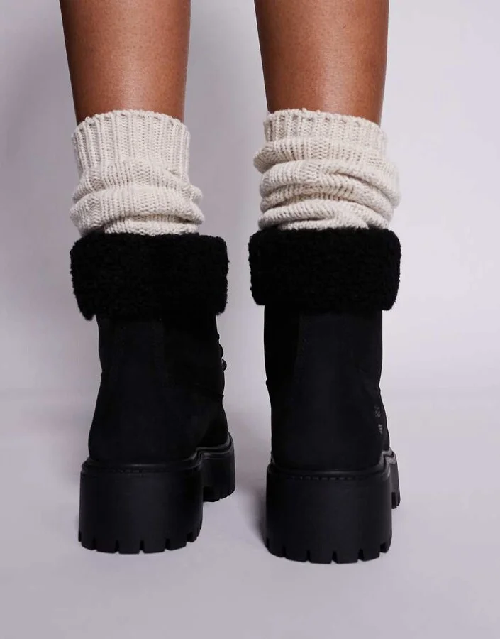 Timberland Stone Street mid warm lined waterproof boots in black nubuck - Image 4