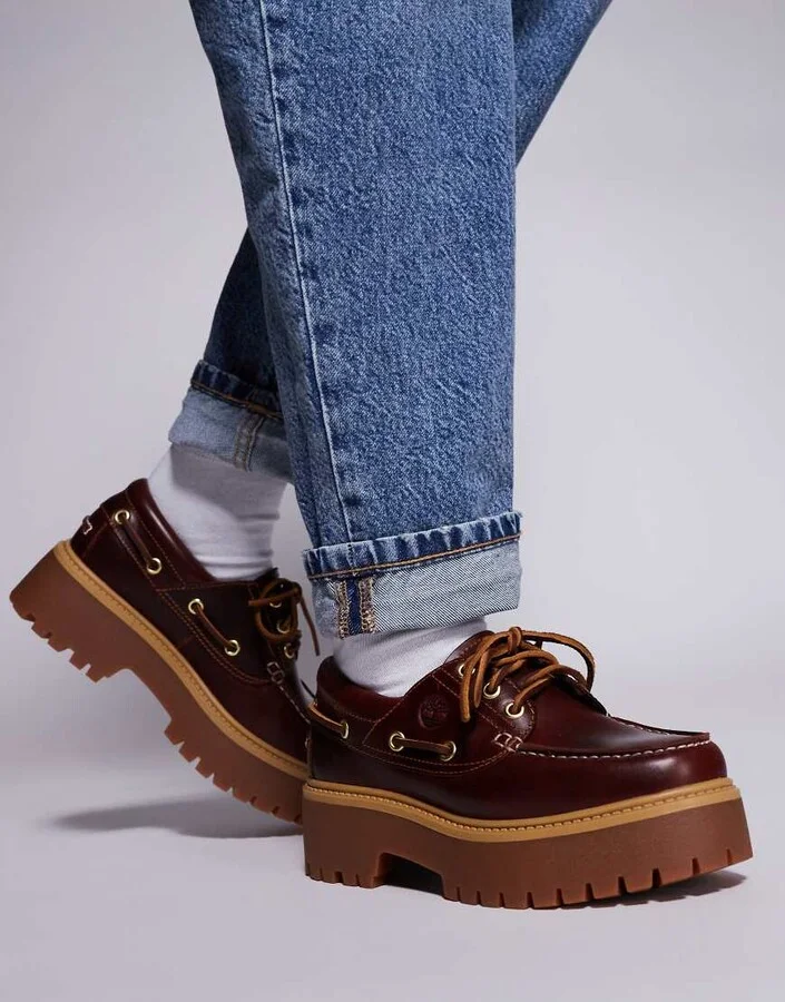 Timberland Stone Street platform boat shoes in burgundy - Image 3
