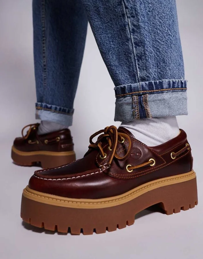 Timberland Stone Street platform boat shoes in burgundy - Image 4