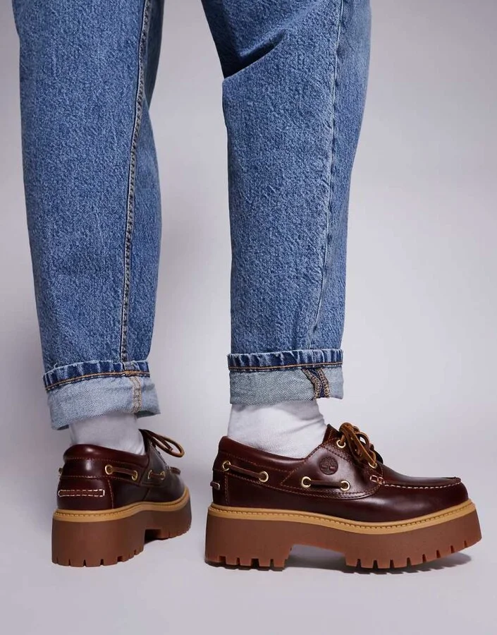 Timberland Stone Street platform boat shoes in burgundy