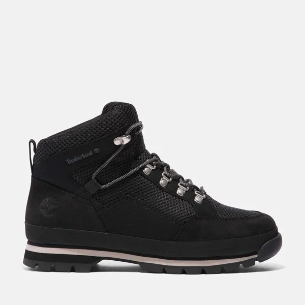 Timberland Women's Euro Hiker Mid Lace-Up Boot, Black,