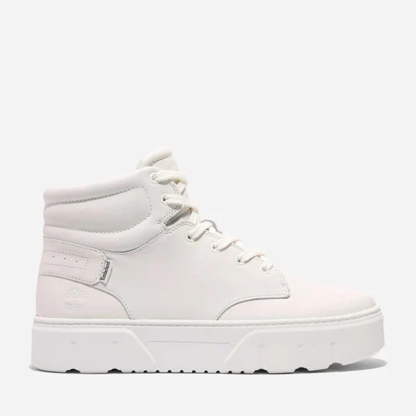 Timberland Women's Laurel Court High Top Lace-Up Sneaker, White Full-Grain,