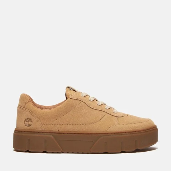 Timberland Women's Laurel Court Low Lace-Up Sneaker, Medium Beige Suede,