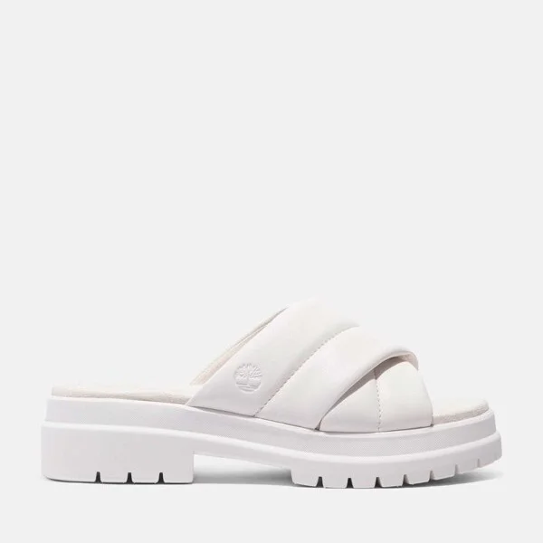 Timberland Women's London Vibe Slide Sandal, White Full-Grain,