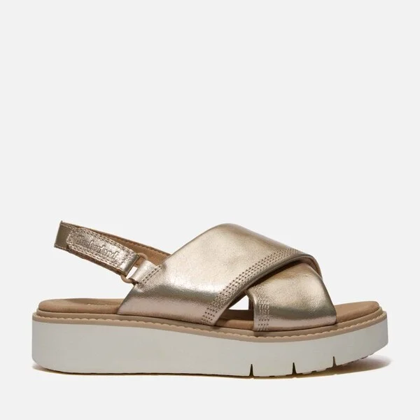 Timberland Women's Safari Dawn Backstrap Sandal, Gold Metallic,