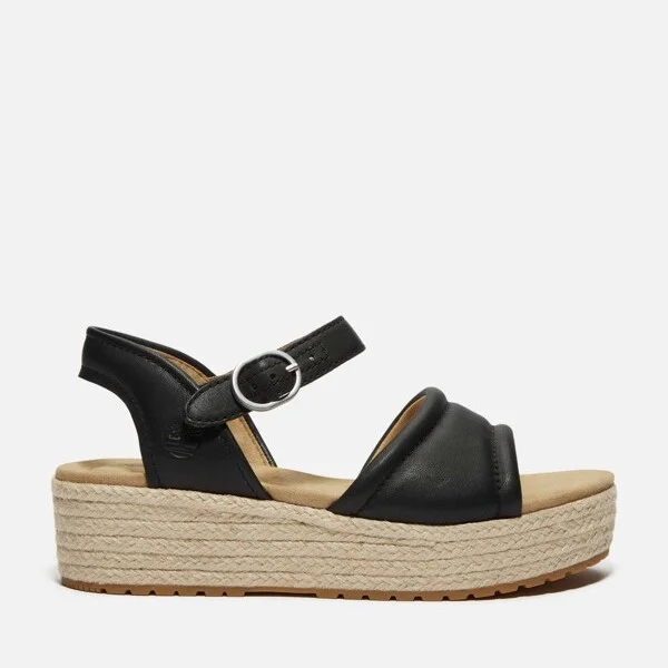 Timberland Women's Santorini Sun Backstrap Sandal, Black Full-Grain,
