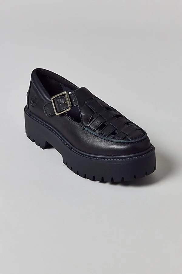 Timberland Women's Stone Street Platform Buckle Shoe in Black Full Grain - Image 3