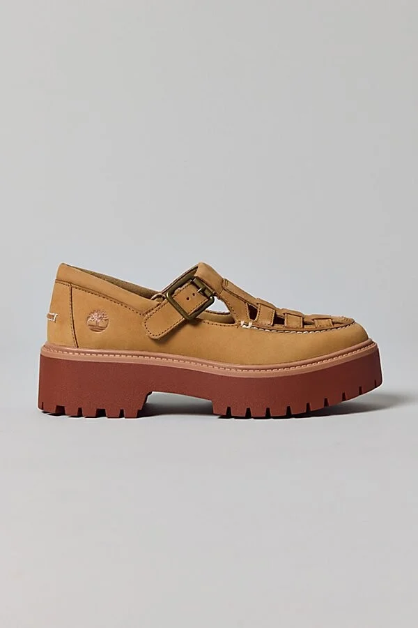 Timberland Women's Stone Street Platform Buckle Shoe in Black Full Grain - Image 5