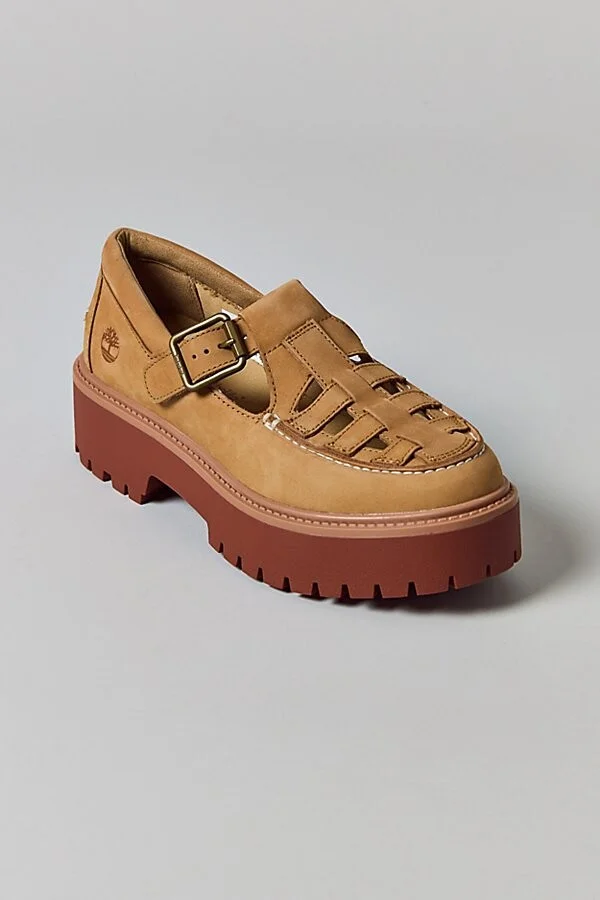 Timberland Women's Stone Street Platform Buckle Shoe in Black Full Grain - Image 6