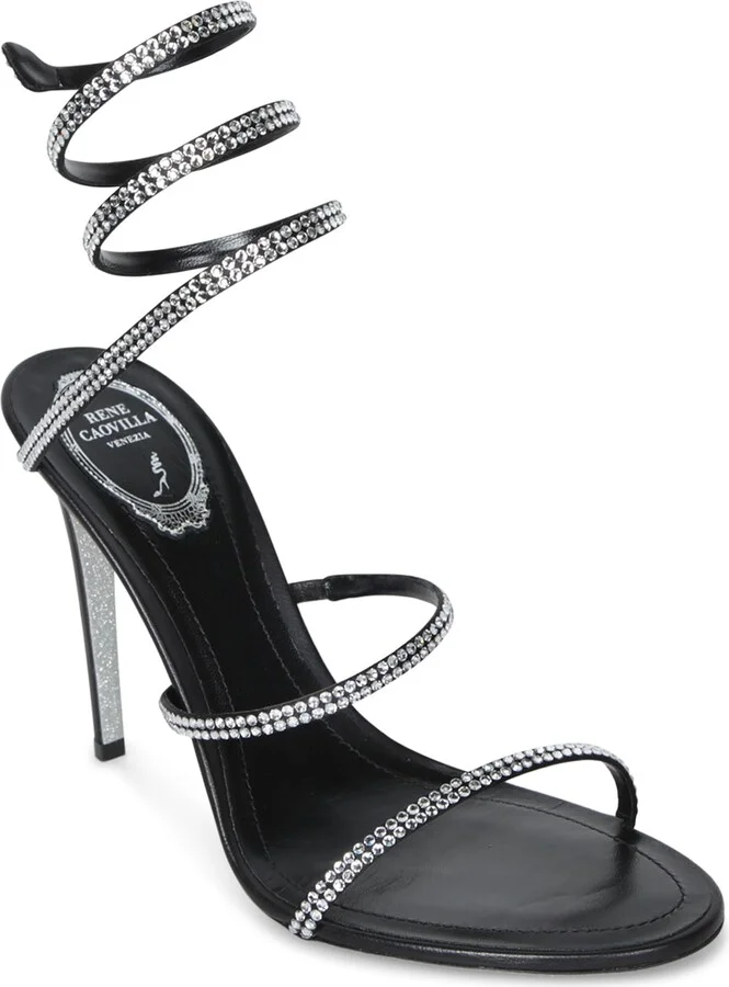 Tina 105 Black Crystal Sandals - Image 2