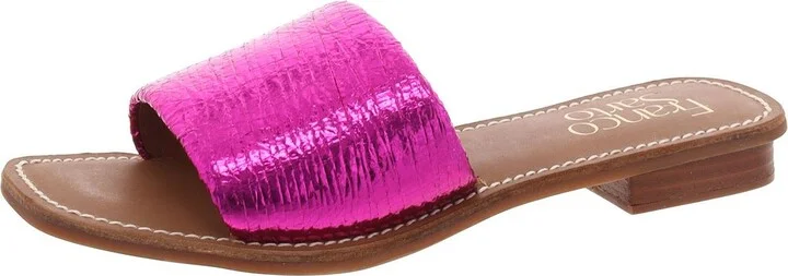 Tina Womens Metallic Leather Slide Sandals