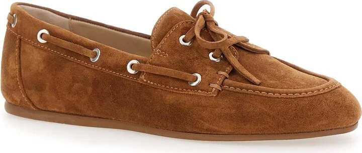 'tinsley' Brown Lace Up Loafers With Eyelets In Suede Woman - Image 2