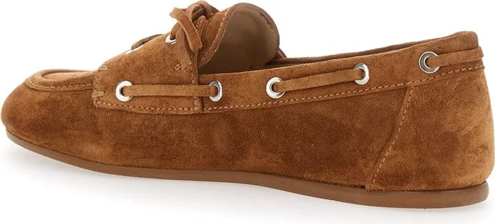 'tinsley' Brown Lace Up Loafers With Eyelets In Suede Woman - Image 3