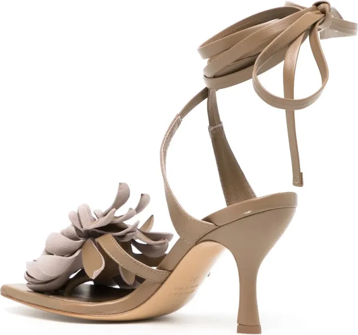 Tita floral-appliqué leather sandals - Image 3