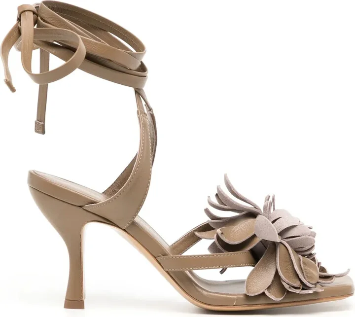 Tita floral-appliqué leather sandals