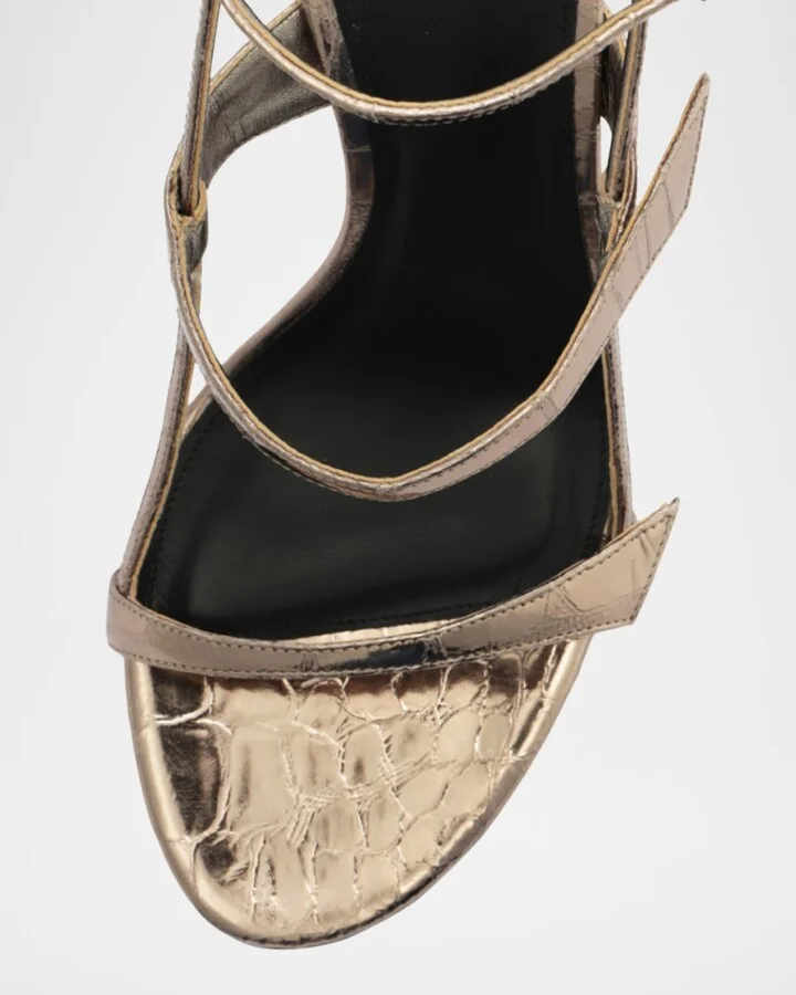Tita Metallic Leather Cage Heel Sandals - Image 2