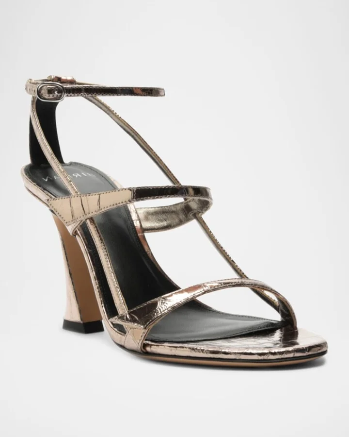 Tita Metallic Leather Cage Heel Sandals - Image 3