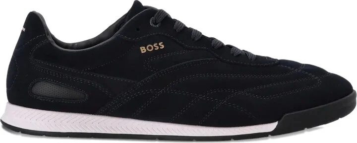 Titanium suede panelled sneakers