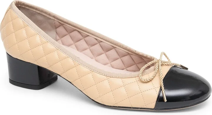 Patent Black/ Beige Leather