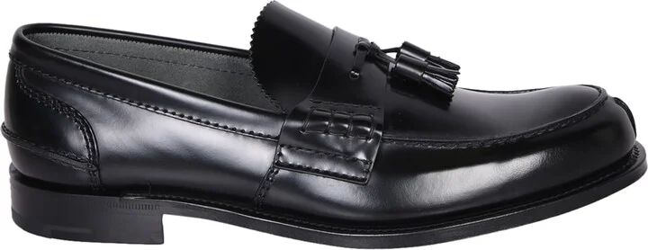 Tiverton Black Leather Loafers With Tassels