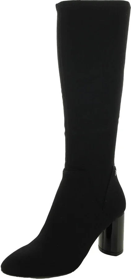 Tivi Boots Women's US 7.5 Black Block Heel Almond Toe Knee-High ZPO3443