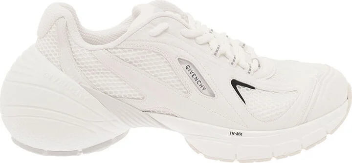 'tk-mx' White Low Top Sneakers With Side Logo Print In Mesh And Faux Leather Man