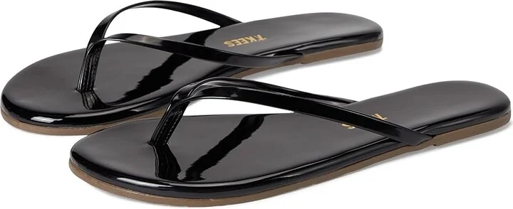 TKEES Glosses Women's Sandals Licorice : 8 B - Medium, Patent Leather