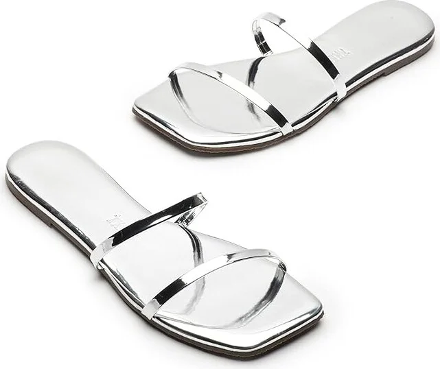 TKEES Square Toe Gemma Mirror Women's Shoes Chrome : 9 B - Medium, Leather/Rubber