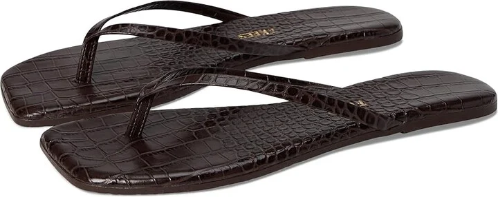 TKEES Square Toe Lily Women's Shoes Carob Croc : 5 B - Medium, Leather