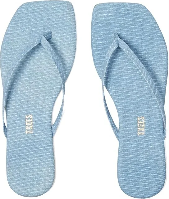 TKEES Square Toe Lily Women's Shoes Washed Denim : 10 B - Medium, Leather