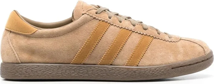 Tobacco 3-stripes leather sneakers