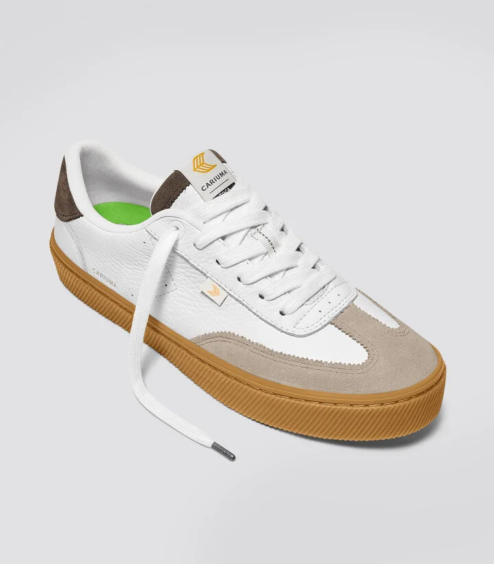 TOCA Gum White Premium Leather Plaza Taupe Suede Dark Khaki Sneaker Men - Image 2