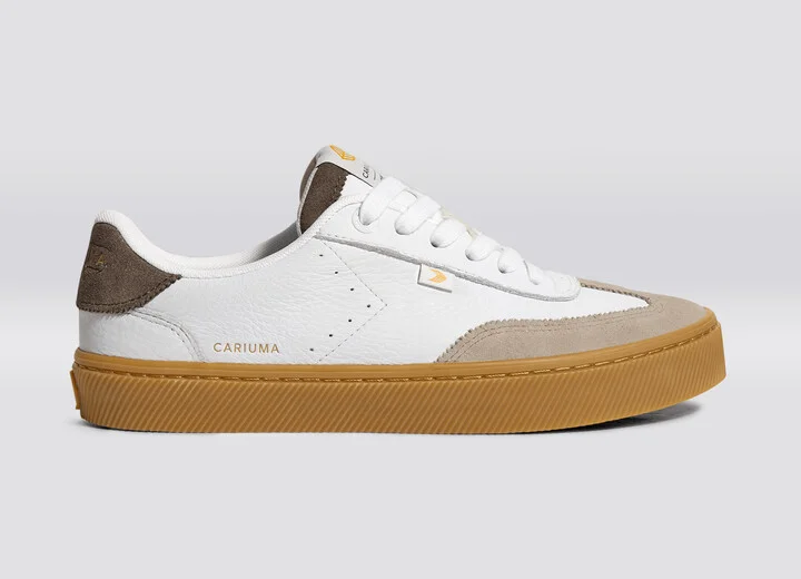 TOCA Gum White Premium Leather Plaza Taupe Suede Dark Khaki Sneaker Men - Image 3