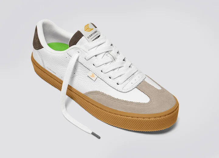 TOCA Gum White Premium Leather Plaza Taupe Suede Dark Khaki Sneaker Men - Image 4