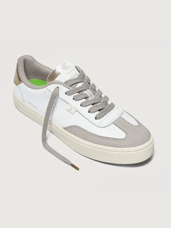 Toca Premium Leather & Suede - White/Off-White Vintage & Metallic Gold - Image 2