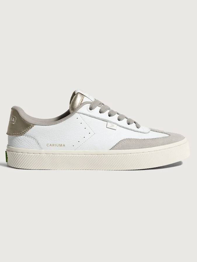 Toca Premium Leather & Suede - White/Off-White Vintage & Metallic Gold