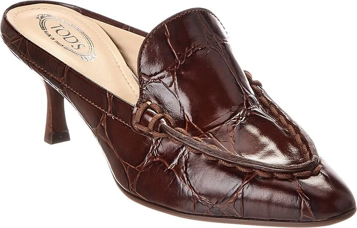 Tod’S Croc-Embossed Leather Mule