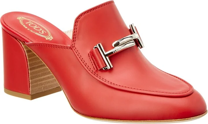 Tod’S Double T Leather Heeled Mule