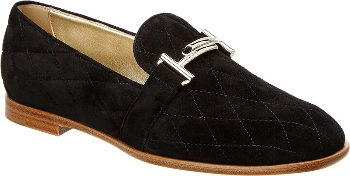 Tod’S Double T Matelasse Suede Moccasin