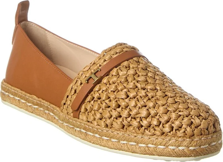 TOD’s Gomma Raffia & Leather Espadrille